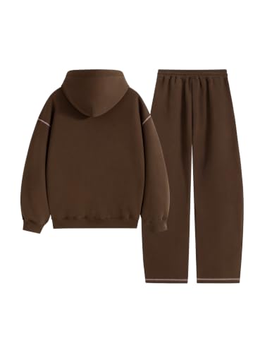 Image of Aelfric Eden Sweatsuits Women 2 Piece Outfit Fall Fleece Tracksuit Matching Oversized Hoodies Baggy Sweatpants Set