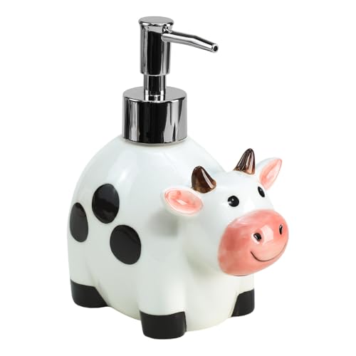 Colias Wing Cute Cartoon Animal Shaped Soap Dispenser with Plastic Pump, Refillable Lotion Soap Bottle, Lotion Bottle, Hand Soap Dispenser, Home Decoration-Cow