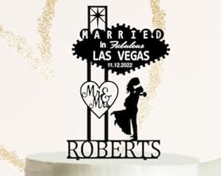 Cake Topper Welcome to Fabulous Las Vegas Sign,Personalized Wedding Topper,Bride and Groom,Married in Las Vegas,Mr&Mrs Cake topper