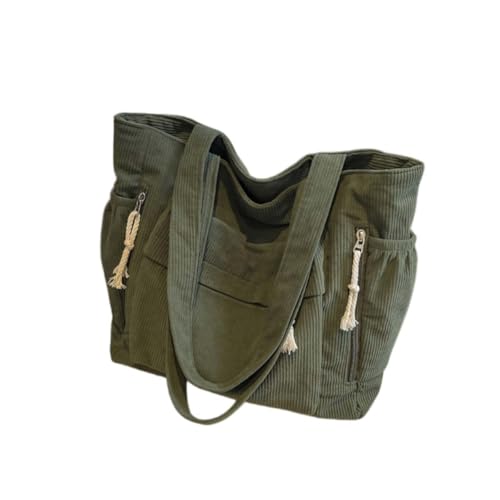 Bolsa Tote de pana verde para mujer con gran capacidad miniatura 4