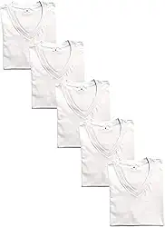 Kit 5 Camisetas Gola V Lisa Branca 100% Algodão Fio 30.1 (M)
