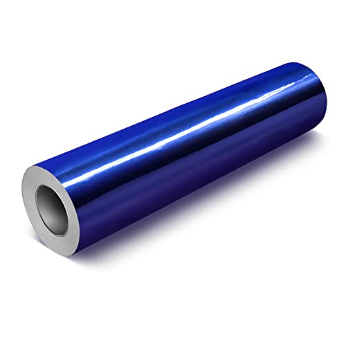 VViViD Chrome Blue Gloss DECO65 Permanent Adhesive Craft Vinyl Roll for Cricut, Silhouette & Cameo (7ft x 1ft)