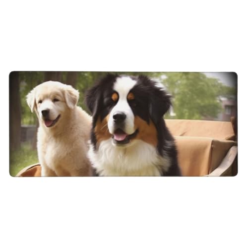Grand tapis de souris de jeu 90x40 cm XXL motif chiens imperméable pour bureau