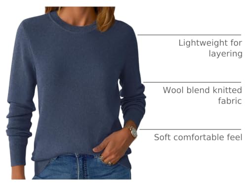 Image of GKBK Women's Wool Blend Sweaters 2026 Fall Fashion Lightweight Business Casual Outfits Long Sleeve Crew Neck Pullover Tops