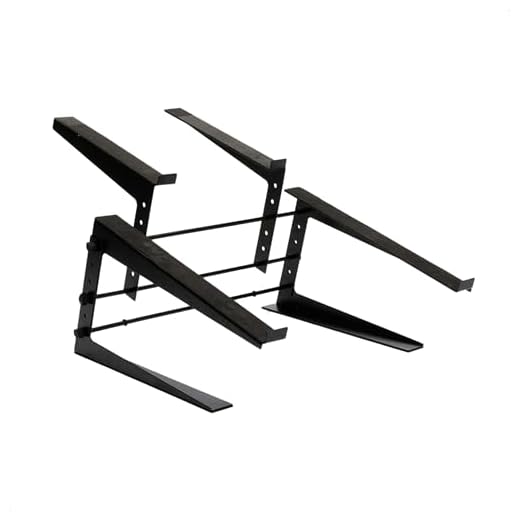 Ibiza - SLAP190 - Soporte Doble para portátil y Mesa de Control DJ Ajustable - Negro