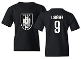 National Soccer 2021 Uruguay #9 Luis Suarez South American Cup Boys Girls Youth T-Shirt (Black, Youth - Small)
