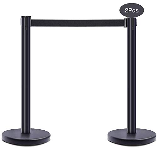 One-Day Sale: Up to 40% Off Stanchion Post Crowd Control Barrier with 6.5' Retractable Belt, Stainless Steel Stanchion Posts Queue Pole, 35" Height, Easy Connect Assembly（2-Pack）