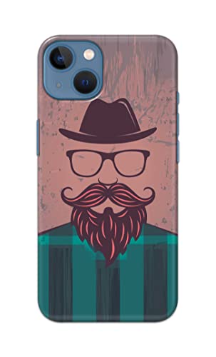 Image of PRINTFIDAA Man Icon with Beard Shirt Hipster Printed Designer Hard Case for Apple iPhone 13, A2633, A2482, A2631, A2634, A2635 Back Cover -(e) RPM1001