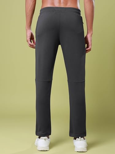 Image of TECHNOSPORT Men Mid Rise Solid Regular Fit Track Pant with Technodry, Antimicrobail for Gym, Workout, Sports and Regular Use