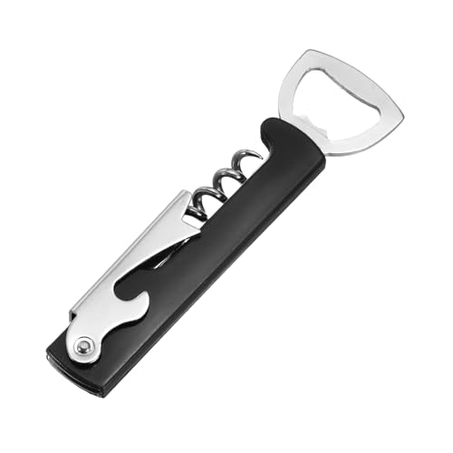 sourcing map Wine Opener, Bottle Opener, Durable Stainless Steel Waiter's Corkscrew, Compact All-in-One Home Bar Tool for Bar, Party, Wedding, Home, Travel, Black