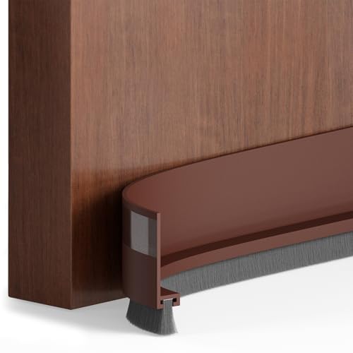 HOGARLAX® Burlete Puerta Entrada con Cepillo, Burlete Bajo Puerta Autoadhesivo, Burletes para Puertas Exterior e Interior, Aislante Térmico, Sellado Contra Corrientes de Aire, 100cm Recortable(Marrón)