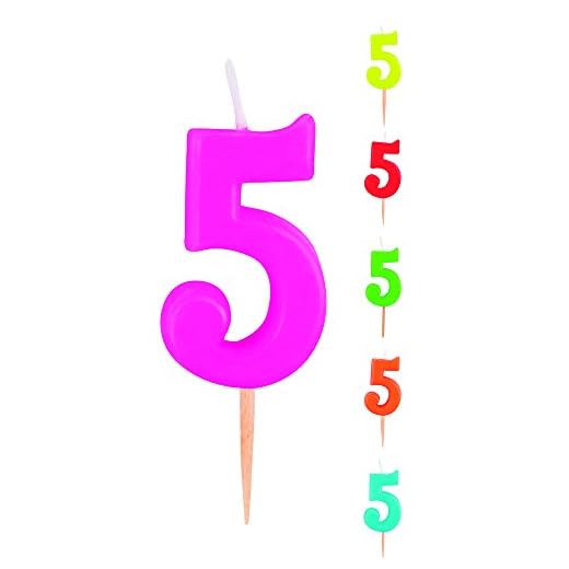Vela colorida de 7,5 cm en pico 5 años o número 5