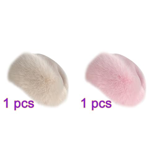 Faux Fur Hat with Elastic Warm Plush Faux Fur Hat for Women Winter Earwarmer Ski Cold Earmuff Ladies Winter - Beige,Pink2