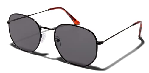 ShadyVEU Slim Thin 70s Round Hexagon Metal Frame UV400 Fashion Trendy Mens and Womens Sunglasses