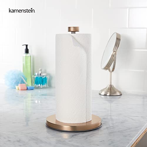 Image of Kamenstein Brushed Gold Perfect Tear, Countertop Paper Towel Holder, One Handed Pull, No Unraveling, Weighted Base to Prevent Tipping, 12.75 Inch