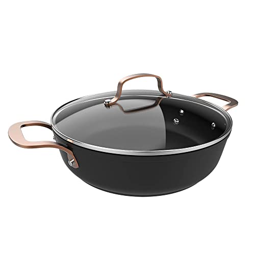 Cecotec Olla Baja Polka Fantasy 28 Low Pot Golden. 28 cm, Capacidad 7,1 L, Aluminio Forjado, Revestimiento antiadherente Platinum Plus Teflon, Libre PFOA, Apta para todo tipo de cocinas, Tapa
