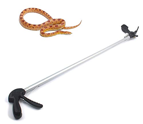 WellnessD'Light WDL - 40" Professional Extra Heavy Duty Reptile Snake Tongs Snake Catcher Stick Rattlesnake Catcher & Grabber Pick-UP HANDLING Tool, Zigzag Wide JAW, Stainless Steel, Silver