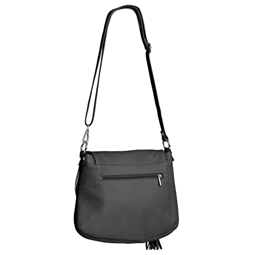 Baroncelli Italian Black Leather Purse For Women With Long Strap Genuine Leather Made In Italy #TOP2