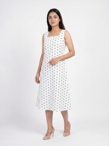 Image of Women's Printed Midi Dress, Square Neck, Sleeveless, A-Line Fit, Casual Summer Wear