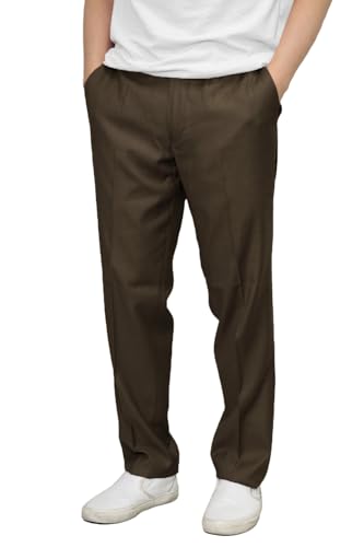 URBANJ Men's Slim Fit Flat Front Dress Pants2