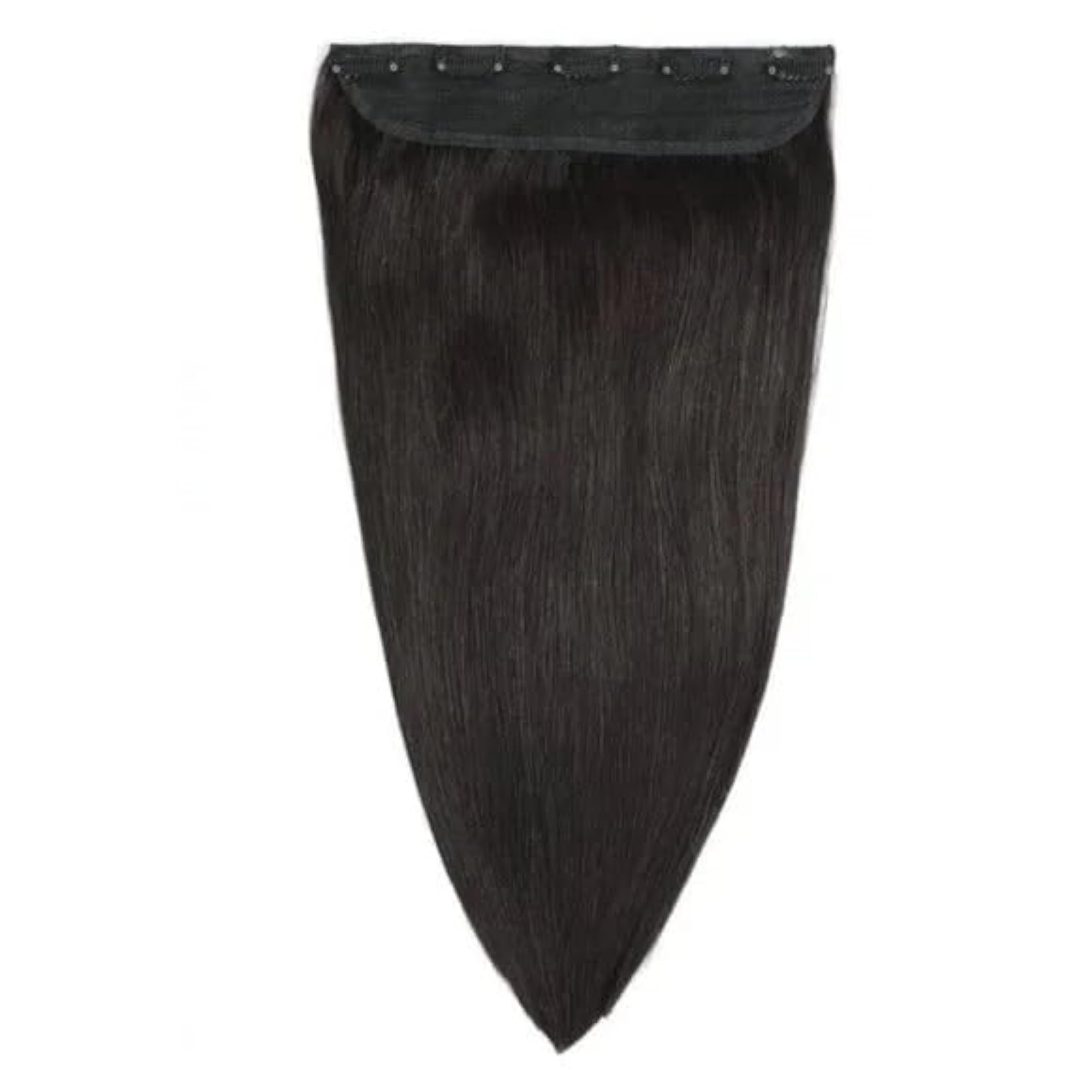 Clip On Real Human Hair Extensions, 18 Inch Natural Black