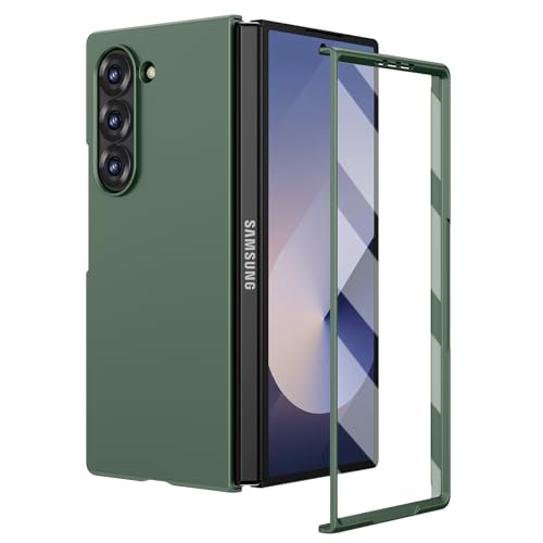 Ruky for Samsung Galaxy Z Fold 6 Case with Built-in Screen Protector, [Not for Z Fold 5] Support Wireless Charging, Hard PC Ultra-Thin Shockproof Full Body Protective Phone Cover for Z Fold 6, Green