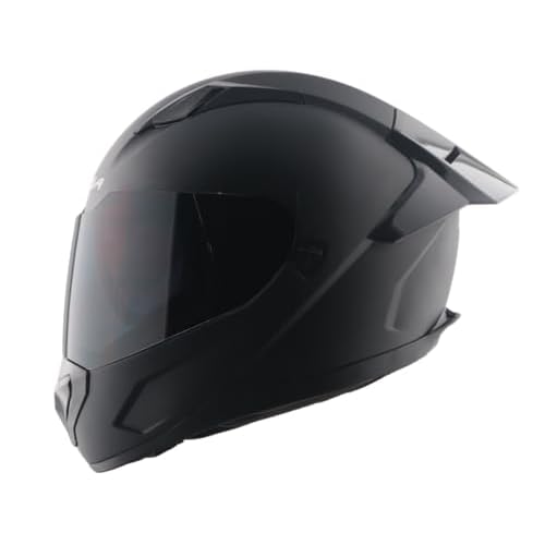 Vega Rapid D/V Full Face Motorcycle Helmet with Spoiler, Extra Smoke Visor, Matte Shell, Shock Absorbing Liner, Comfortable Interior, Ventilated Fit, and Trendy Dull Black Finish Dull Black-L