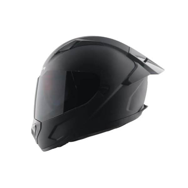 Vega Rapid D/V Full Face Motorcycle Helmet with Spoiler, Extra Smoke Visor, Matte Shell, Shock Absorbing Liner, Comfortable Interior, Ventilated Fit, and Trendy Dull Black Finish Dull Black-L