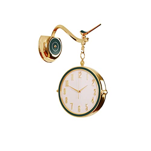 Horloge murale en métal double face art décoratif pour la maison