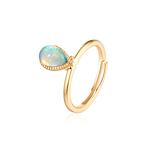 Bague opale goutte d'eau en argent et plaqué or avec taille réglable KnSam pour femme