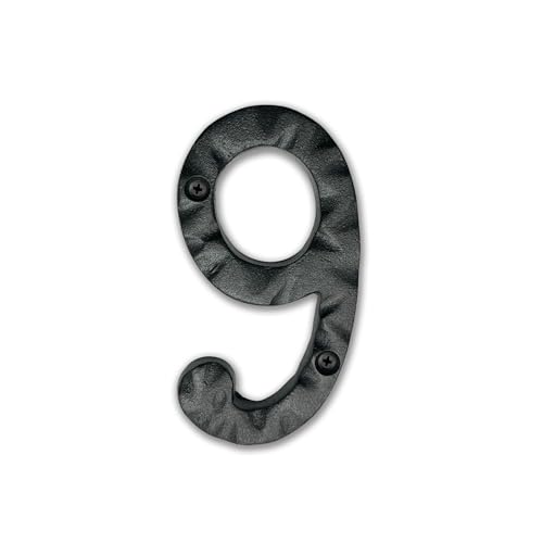 Image of NACH JS-RN4-9 Rustic Cast Iron House Numbers, 4 Inch, Black