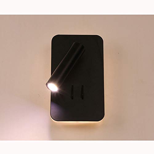 Luz de pared giratoria de 360 grados con doble aplique LED de lectura para cabecero