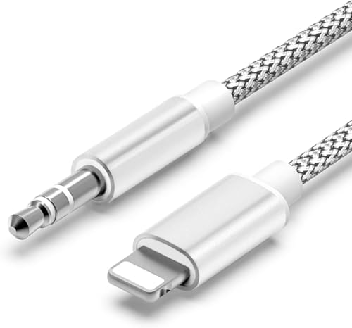 Auto AUX Kabel f&uuml;r iPhone, Audiokabel Aux Kabel auf 3.5mm Premium Audio f&uuml;r iPhone 12/12 Pro/13/13 Pro/14/14 Plus/14 Pro Max/SE 2022/11/11Pro/8/7 Plus/X/XS/XR/Car Audio, Lautsprecher-Silber Schwarz-1M