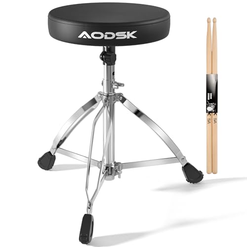 AODSK Heavy-Duty Drum Throne - Adjustable Height 17.13-23.62 Inches, Comfortable PU Surface, Extra-Thick Seat, 400 lbs Weight Capacity, Ideal for Adult Drummers
