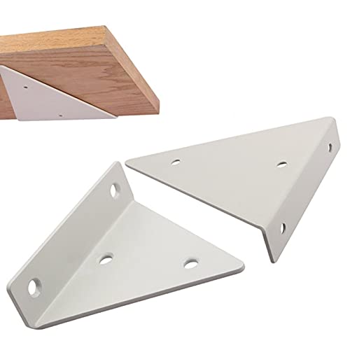 Regalhalterung Unsichtbar, Dreieck Regalträger Metall Versteckte Regalhalterungen Regalbodenträger,für Kleiderbügel Lagerregal Bücherregal, Platzsparend,2 Stück(Color:White,Size:80×100mm) Cover