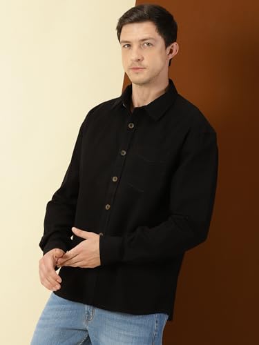 Image of Thomas Scott Men's | Solid | Full Sleeve | Loose Fit | 100% Cotton | Single Pocket | Spread Collar | Casual Shirt