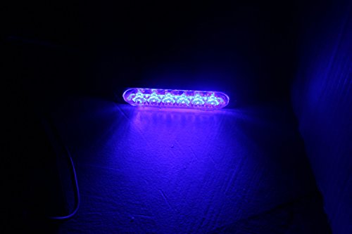 gppower Universal Super Thin 6-LED Blue 19-Flashing Mode Car Truck Warning Caution Emergency Construction Strobe Light Bar (06T, 1PC Blue)