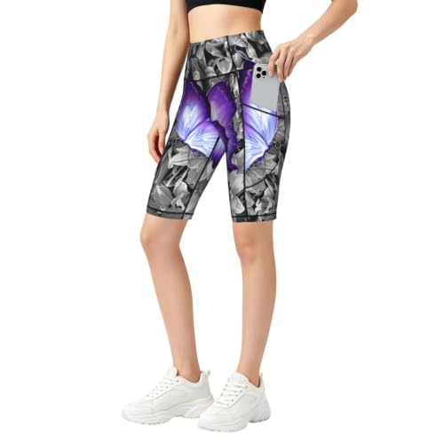 Short de cyclisme violet imprimé papillon pour le sport d'été