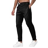 LinRim Pantalones chinos elegantes para hombre, ajustados, elásticos, monocolor, elegantes, cómodos, cómodos, prácticos, para el tiempo libre, Negro # 2, 3XL