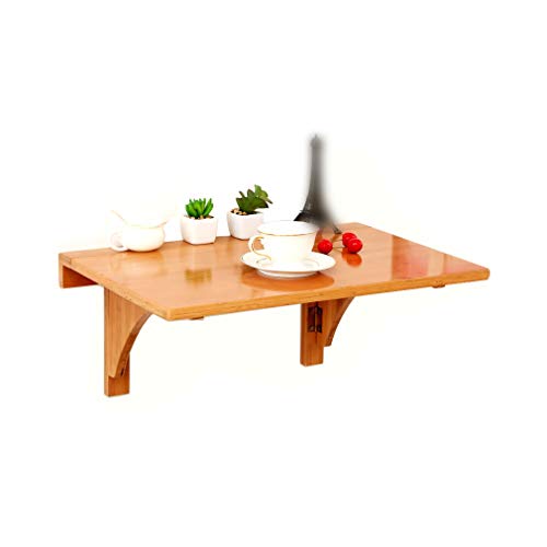 Table murale pliante en bambou massif, bureau informatique rabattable 60 cm - 2