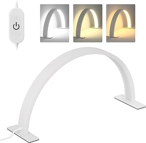 TwoWin Lampa półksiężycowa 58 cm, 36 W, ściemniana lampa do paznokci, lampa kosmetyczna z 3 temperaturami barwowymi, 168 diod LED, profesjonalna lampa z półksiężycem, idealna na stół z paznokciami