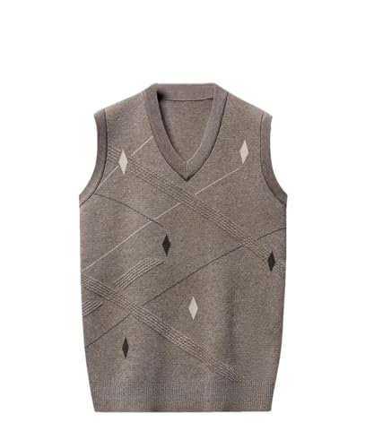 Men’S Thickened Warm V-Neck Knitted Sweater Vest Business Casual Sleeveless Pullover Tank Top