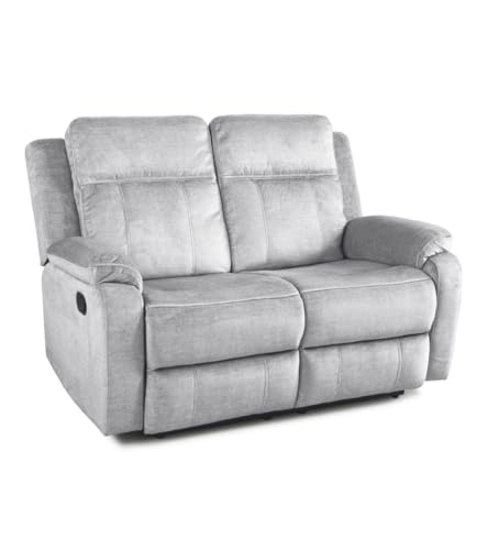 SWEET SOFA® Sofá Relax 2 plazas REIMON, sofá reclinable de 3 Posiciones, Apertura por Palanca. (Gris)