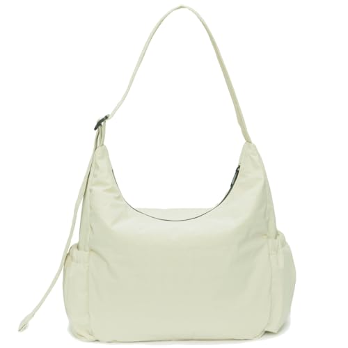 Image of Nylon Purses for Women Large Ivory Crossbody Hobo Bags Lightweight Padded Multi Pocket Gym Tote Bag