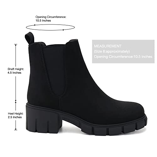 starmerx Women Platform Ankle Boots Elastic Chelsea Boots Mid Heel Slip on Booties2