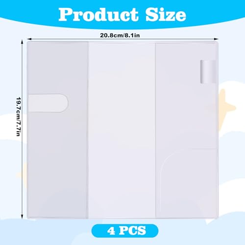 Image of 4PCS Clear Plastic Cover for Books, 8.03 x 7.78 Inch Clear Notebook Covers Planner Cover Protector, Transparent PVC Notebook Strong Plastic Protecting Sleeves for Books