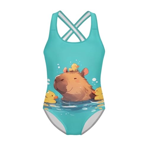 Image of One Piece Swimsuit for Girls Kids Quick Dry Bathing Suit with Crossback Strap Summer Beach Swimwear Size 5T-14