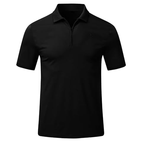 MoFiz Men's Golf Polo Shirt with 1/4 Zip Cover