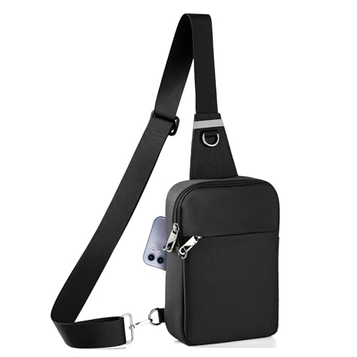 BROADREAM Bolso bandolera antirrobo para hombre, impermeable RFID con cremallera de seguridad, pequeño bolso cruzado en el pecho para hombres y mujeres, funda para teléfono móvil para viajes al aire