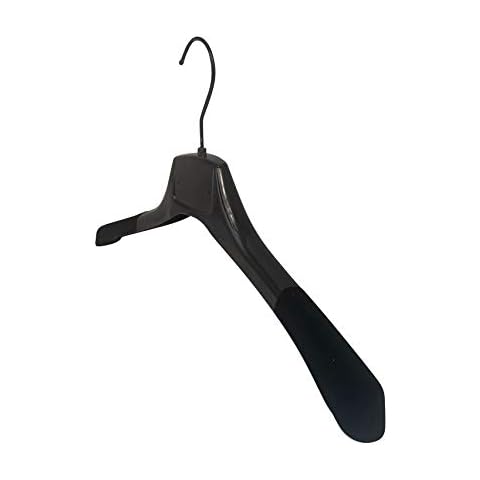Kiroplast 10 Coat Hangers Velvet Solo Shoulder Hangers Non Slip Outerwear Coats Jackets Shirts Flocked Crutches 39cm Black Cover